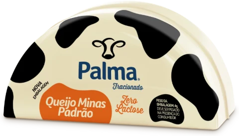 Peça de Queijo Minas Padrão Palma zero lactose, de rótulo laranja